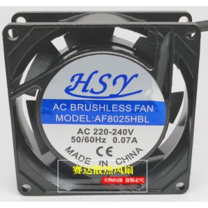 Hsy AF8025HBL 220/240V 0.09A 2wires Cooling Fan 