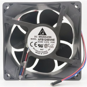 DELTA AFB1248VHE AFB1248VHE-5C98 AFB1248VHE-7C60 AFB1248VHE-F00 48V 0.27A 3wires Cooling Fan - Original New