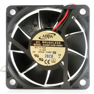 ADDA AG06012HB159001 12V 0.15A  2wires Cooling Fan