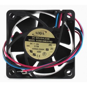 ADDA AG06012MB257903 12V 0.13A 1.48W 3wires Cooling Fan 