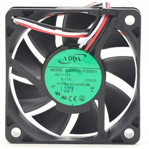 ADDA AG06012UX159301 12V 0.17A 3wires Cooling Fan