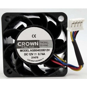 CROWN AGB04020B12V 12V 0.74A 4wires Cooling Fan