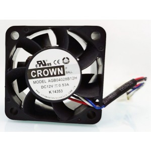 CROWN AGB0402812H 12V 0.53A 4wires Cooling Fan