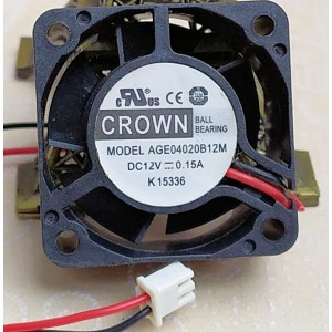 CROWN AGE04020B12M 12V 0.15A 2wires Cooling Fan 