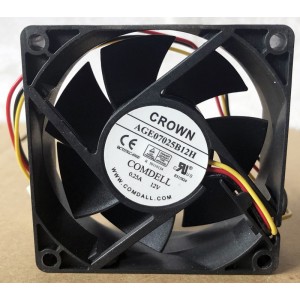 CROWN AGE07025B12H 12V 0.25A 3wires Cooling Fan