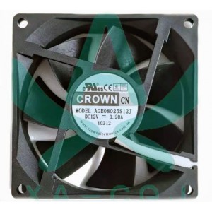 CROWN AGE08025S12J 12V 0.2A 2wires Cooling Fan 