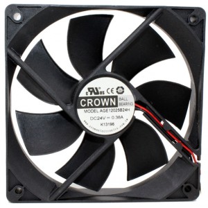 CROWN AGE12025B24H 24V 0.38A 2wires Cooling Fan 