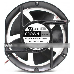 CROWN AGE15051B24H 24V 3.84A 2wires Cooling Fan
