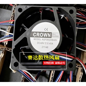 CROWN AGF06025B48V 48V 0.45A 3wires Cooling Fan