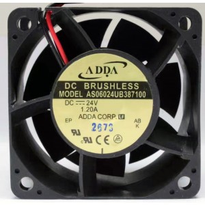 ADDA AS06024UB387100 24V 1.20A 2wires Cooling Fan 
