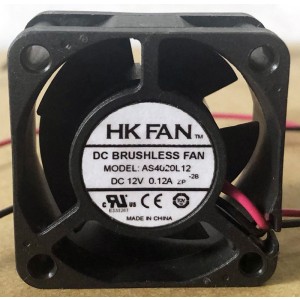 HK FAN AS4020L12 12V 0.12A 2wires Cooling Fan 