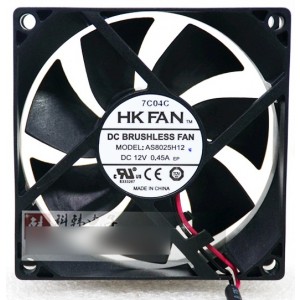 HK FAN AS8025H12 12V 0.45A 2wires Cooling Fan 