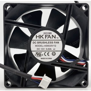 HK FAN AS8025V12 12V 0.50A 4wires Cooling Fan 