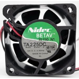 Nidec TA225DC B34467-16 12V 0.35A 2wires Cooling Fan