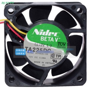 Nidec B34605-33 12V 0.58A 3wires Cooling Fan