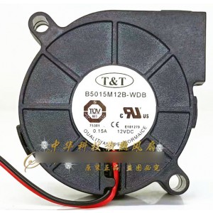 T&T B5015M12B-WDB 12V 0.15A 2wires Cooling Fan 