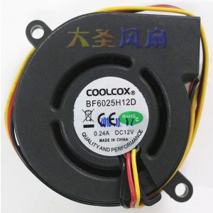 COOLCOX BF6025H12D 12V 0.24A 3wires Cooling Fan