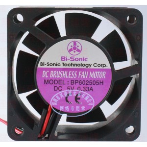 Bi-Sonic BP602505H BP602505H-03 5V 0.36A 2wires Cooling Fan