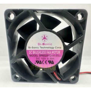 Bi-sonic BP602512HH-03 12V 0.39A 2wires Cooling Fan 