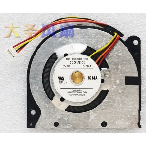 TOSHIBA C-320C 5V 0.34A 4wires Cooling Fan 