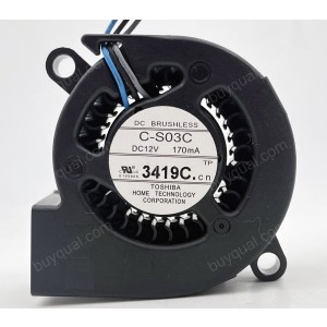 TOSHIBA C-S03C 12V 170mA 3wires Cooling Fan