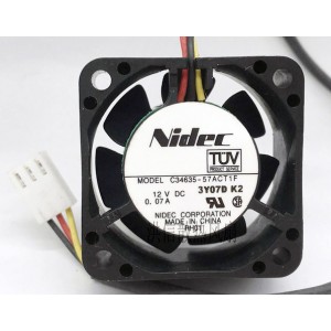 Nidec C34635-57ACT1F 12V 0.07A 3wires Cooling Fan 