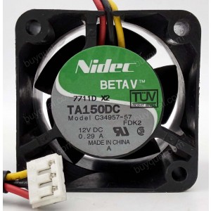 Nidec C34957-57 TA150DC 12V 0.29A 3wires Cooling Fan