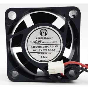 PELKO Motors C4020H12BPCP1C-5 12V 0.14A 2wires Cooling Fan 