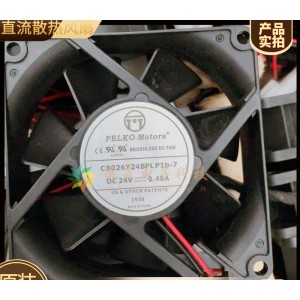 PELKO Motors C8026Y24BPLP1b-7 24V 0.48A 2wires Cooling Fan 