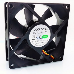 COOLCOX CC8025H12D 12V 0.19A 3wires Cooling Fan