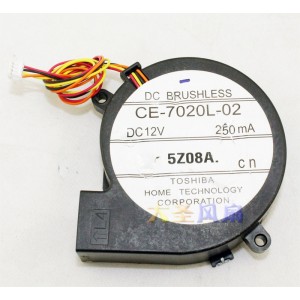 TOSHIBA CE-7020L-02 12V 250mA 4wires Cooling Fan 