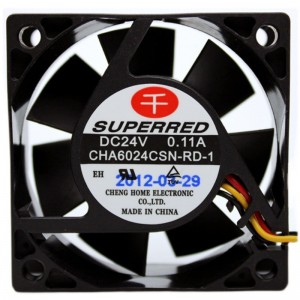 Superred CHA6024CSN-RD-1 24V 0.11A  3wires Cooling Fan