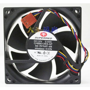 SUPERRED CHB8012ES-AP 12V 0.44A 4wires Cooling Fan