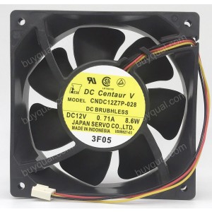 SERVO CNDC12Z7P-028 12V 0.71A 3wires Cooling Fan - Original New