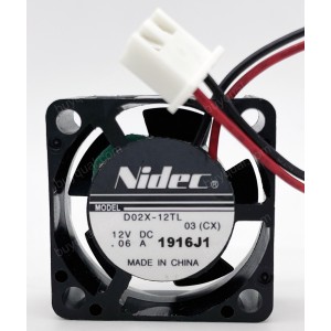 Nidec D02X-12TL 12V 0.06A 2wires Cooling Fan 