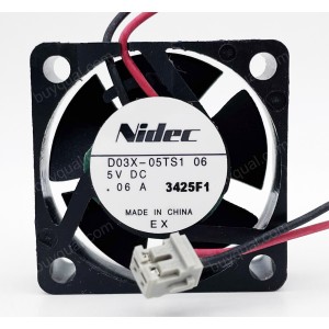 Nidec D03X-05TS1 5V 0.06A 2wires Cooling Fan