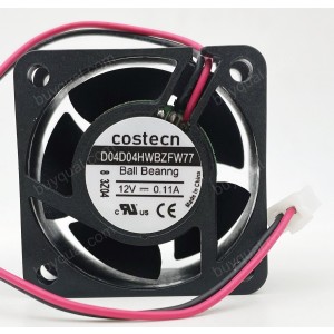 COSTECH D04D04HWBZFW77 12V 0.11A 2wires Cooling Fan 