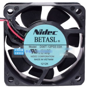 Nidec D06T-12PS5 03A 12V 0.32A 2wires 3wires cooling fan