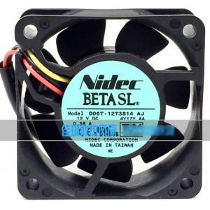 Nidec D06T-12T3S14 AJ 12V 0.58A Cooling Fan