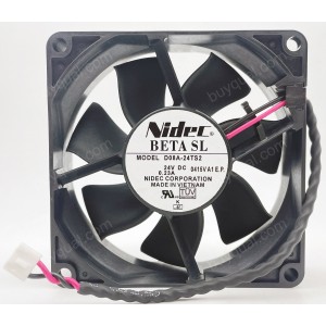 Nidec D08A-24TS2 01 02 24V 0.23A 2wires Cooling Fan - New