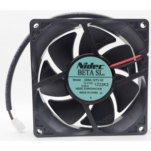 Nidec D09A-12TU D09A-12TU03 12V 0.2A 2wires Cooling Fan