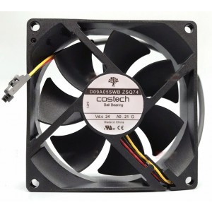 Costech D09A05SWB ZSQ74 24V 0.21A  3wires Cooling Fan