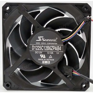 NIDEC D1225C12B6ZPAB4 12V 0.13A 4wires Cooling Fan 