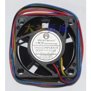 PELKO Motors D4020Z24BPLB3w-5 24V 0.21A 4wires Cooling Fan 