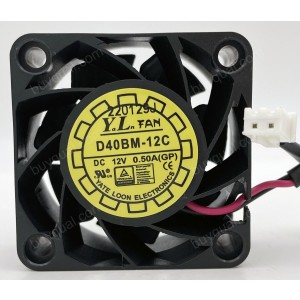YATE LOON D40BM-12C 12V 0.50A 2 wires Cooling Fan