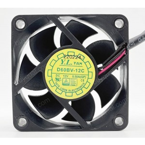 YL D60BV-12C 12V 0.50A 2wires Cooling Fan 