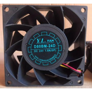 Yate Loon D80BM-24D 24V 1.0A 3wires Cooling Fan