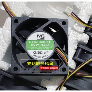 M DA06020B05LF 5V 0.20A 3wires Cooling Fan