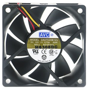 AVC DA07020B12U 12V 0.7A 3wires Cooling Fan