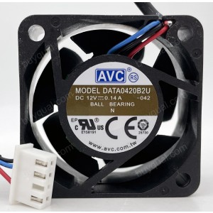 AVC DATA0420B2U 12V 0.14A 3wires Cooling Fan